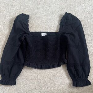 Aritzia Wilfred soirée Elegant Black Smocked Women's Top small